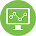 Graphic icon of a computer monitor with a graph