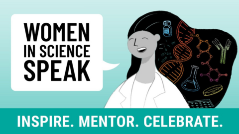 Women in Science Speak event graphic.
