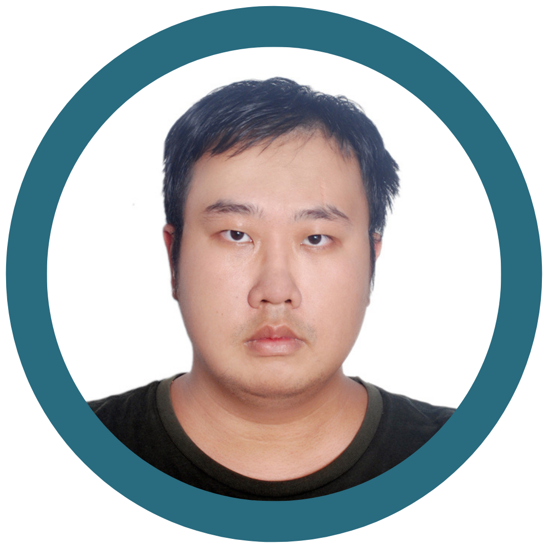 A headshot of Master's student Fuyuan Wang, cropped in a circle with a teal background